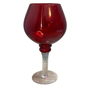 Elegant Red Glass Goblet Candle Holder